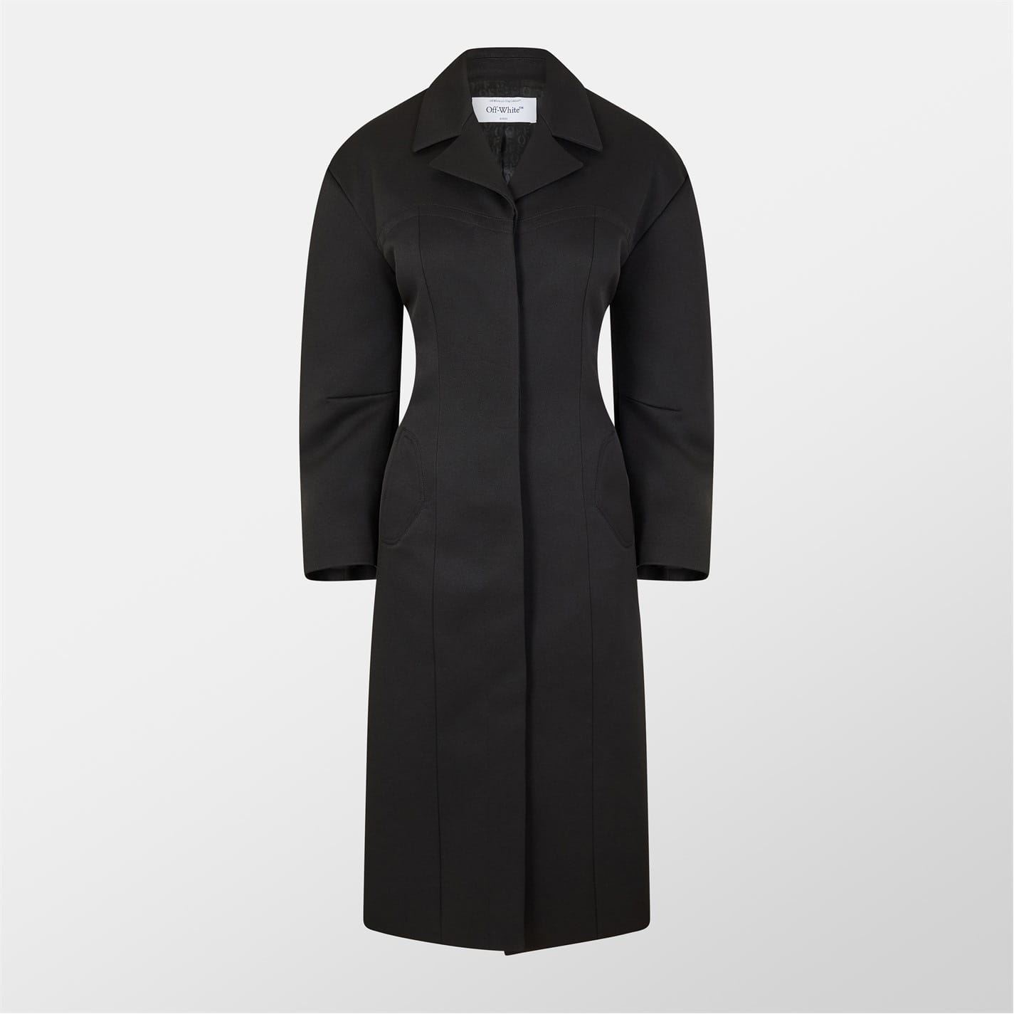 Off-White Womens Off White Single Breast Formal Overcoat in Black - Size 6 UK