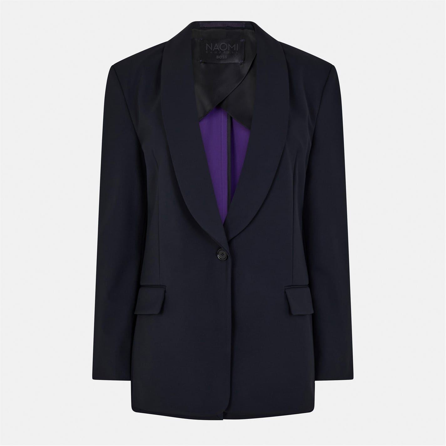 Boss Womens Jetsetter Solid Patterned Shawl Collar Blazer in Open Misc - Multicolour - Size 6 UK