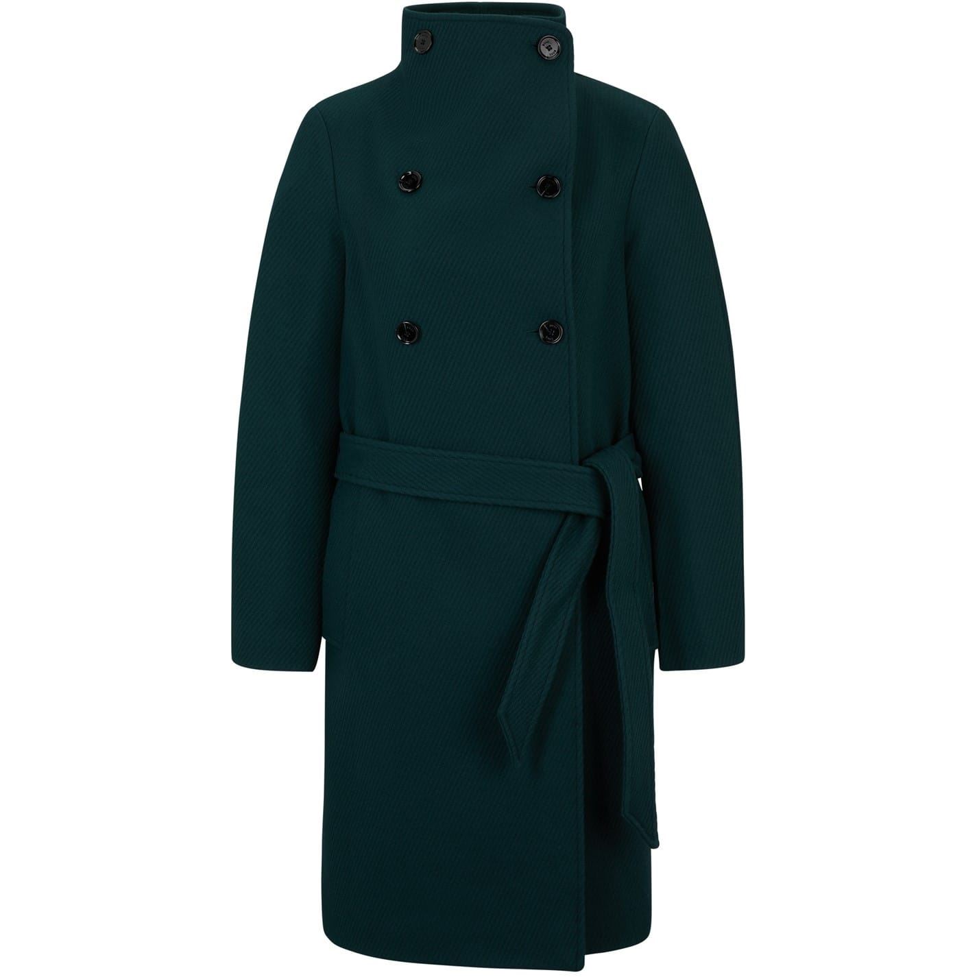 Boss Womens Cedandy1 Solid Patterned Over Coat in Dark Green - Size 14 UK