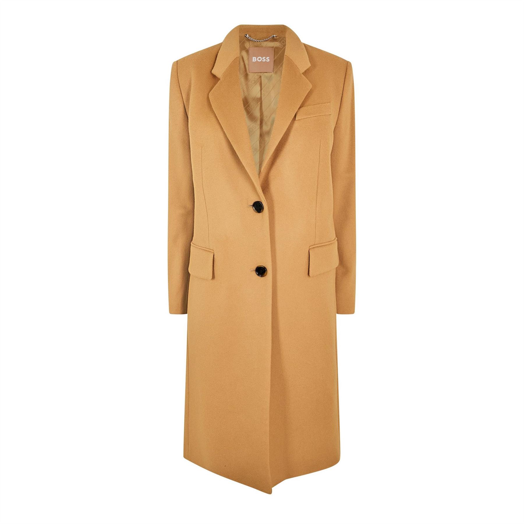 Boss Womens Catara Formal Coat in Medium Beige - Size 12 UK