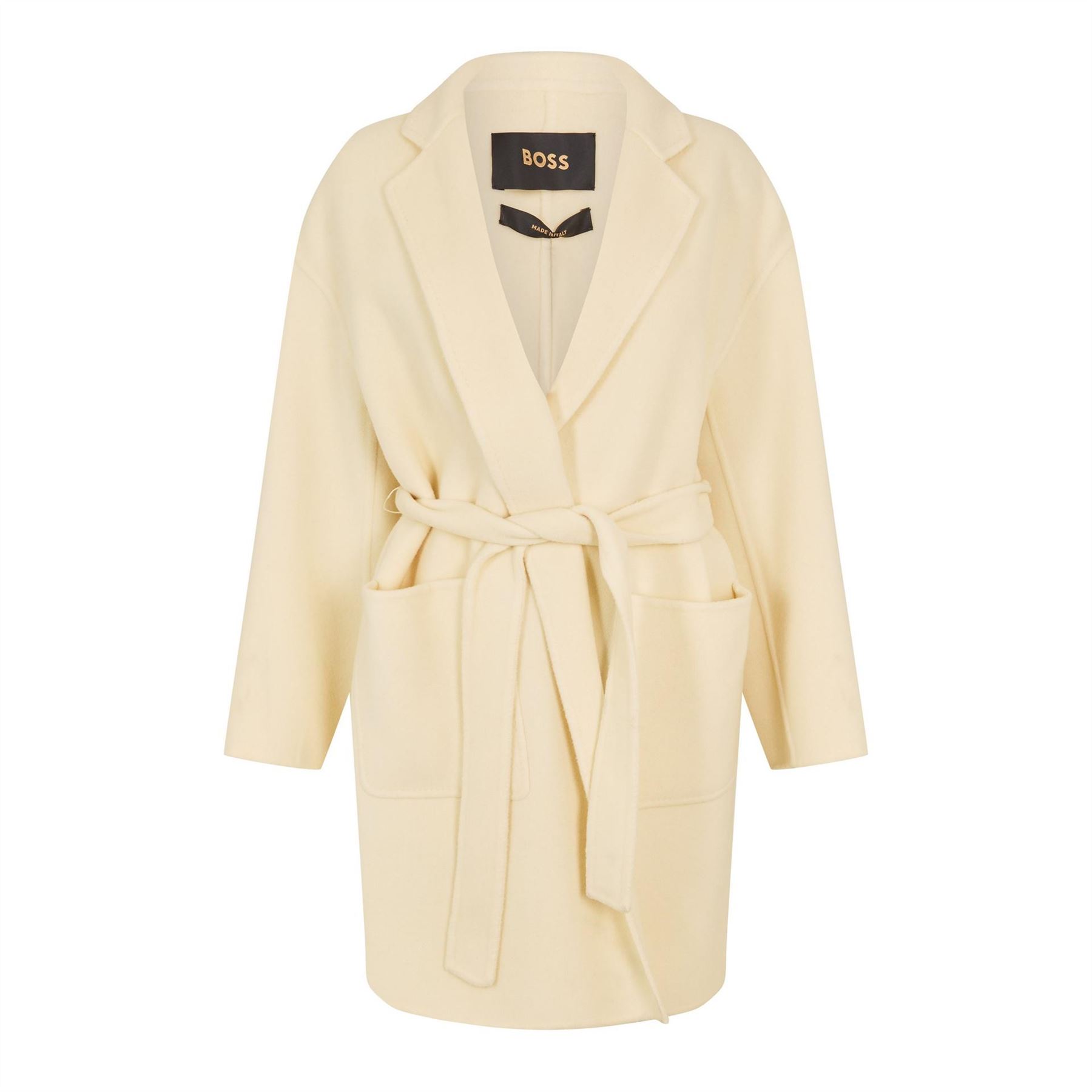 Boss Womens Overcoat in Open White - Size 12 UK