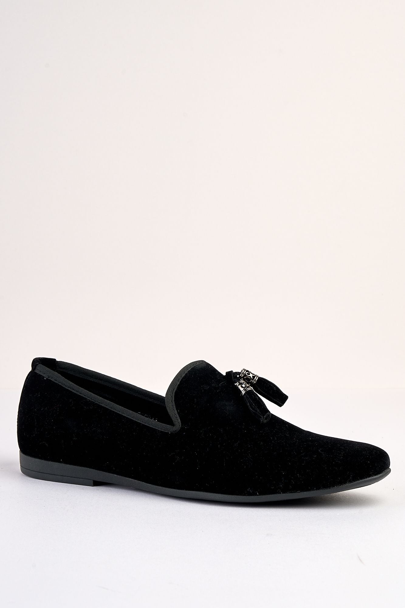 Volterra Velvet Tassel Black Loafer