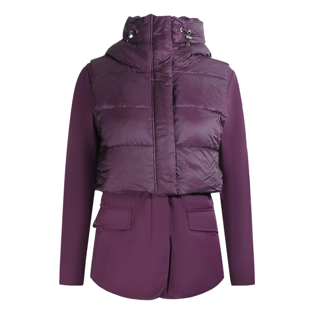 Parajumpers Womens Layla Fig Purple Hooded Down Jacket Polyamide - Size Small