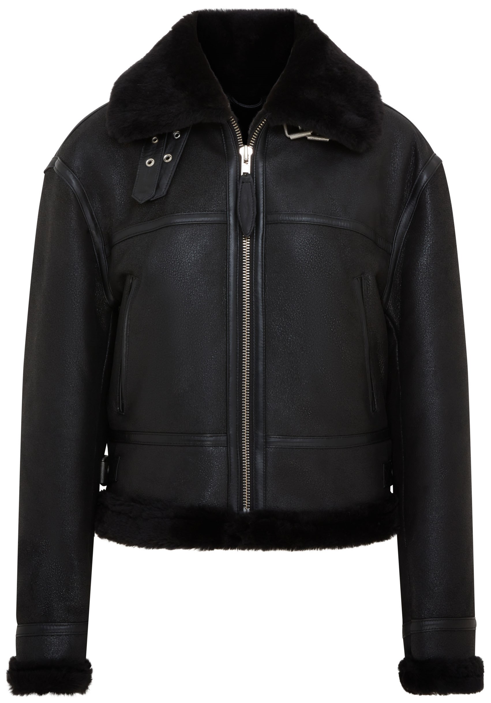 Infinity Leather Womens Black Bomber B3 Sheepskin Jacket -Akiak - Size 3XL