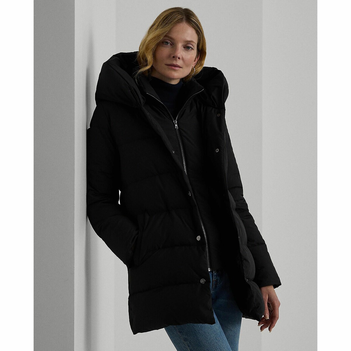 Mid-Length Padded Jacket with Hood