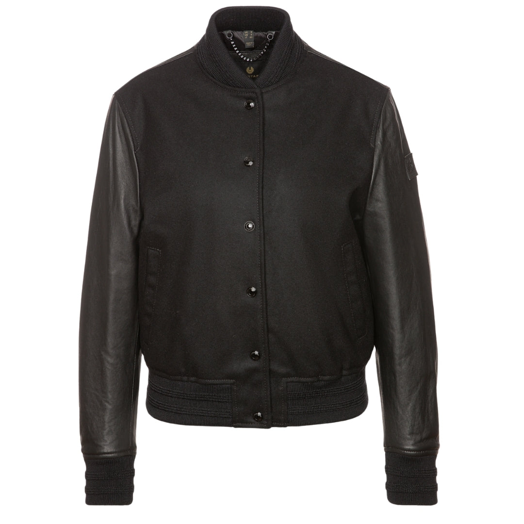 Belstaff Womens Willow Black Leather Bomber Jacket - Size Small