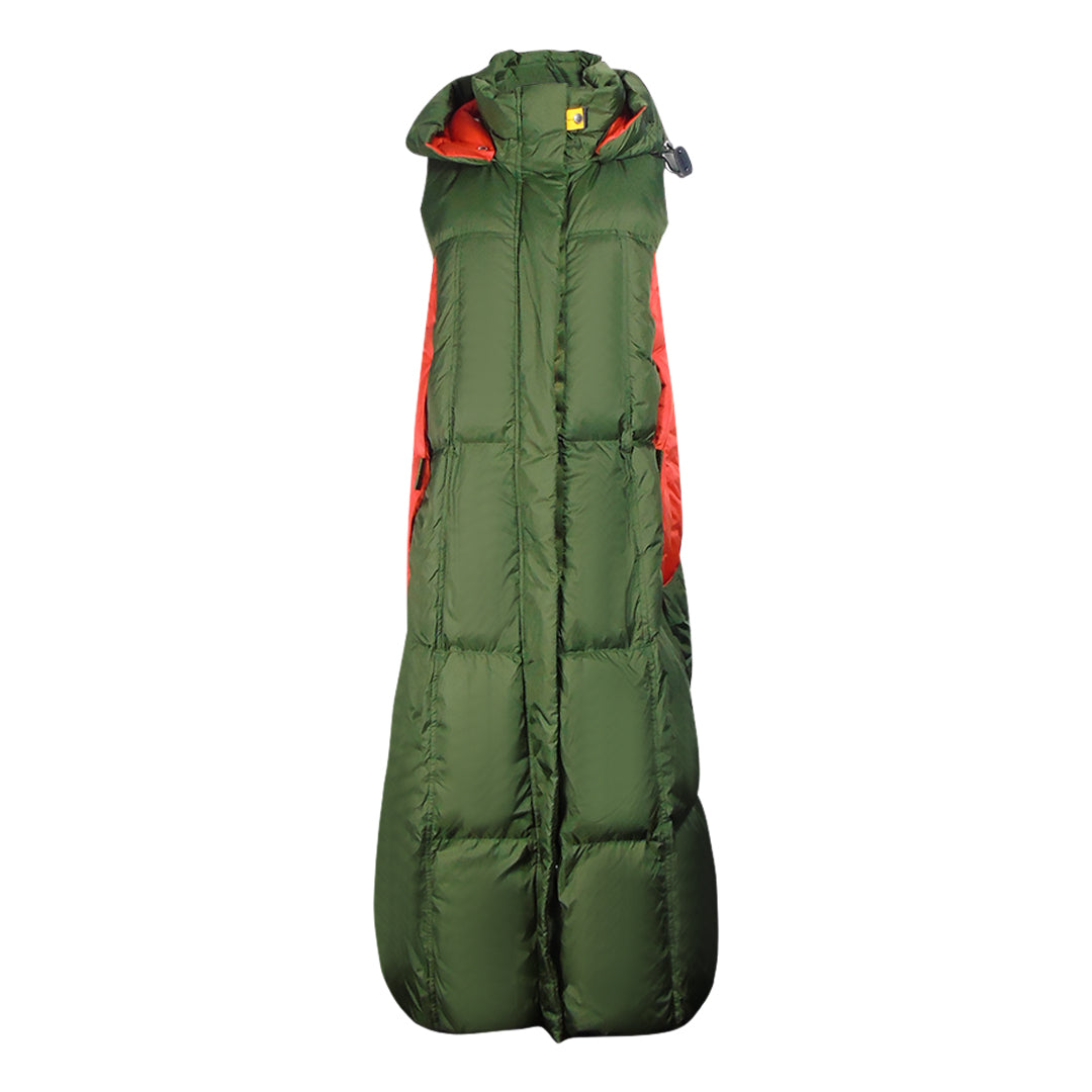 Parajumpers Womens Lory Green Long Hooded Vest Down Jacket Polyamide - Size Small