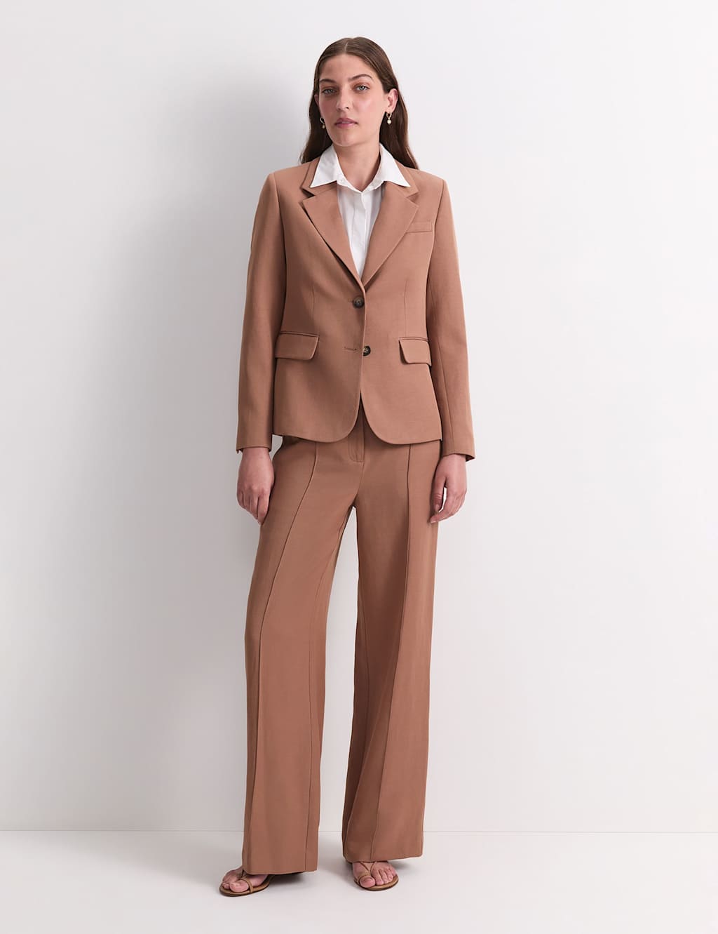 Sportscraft Lyocell Rich Single Breasted Blazer Brown