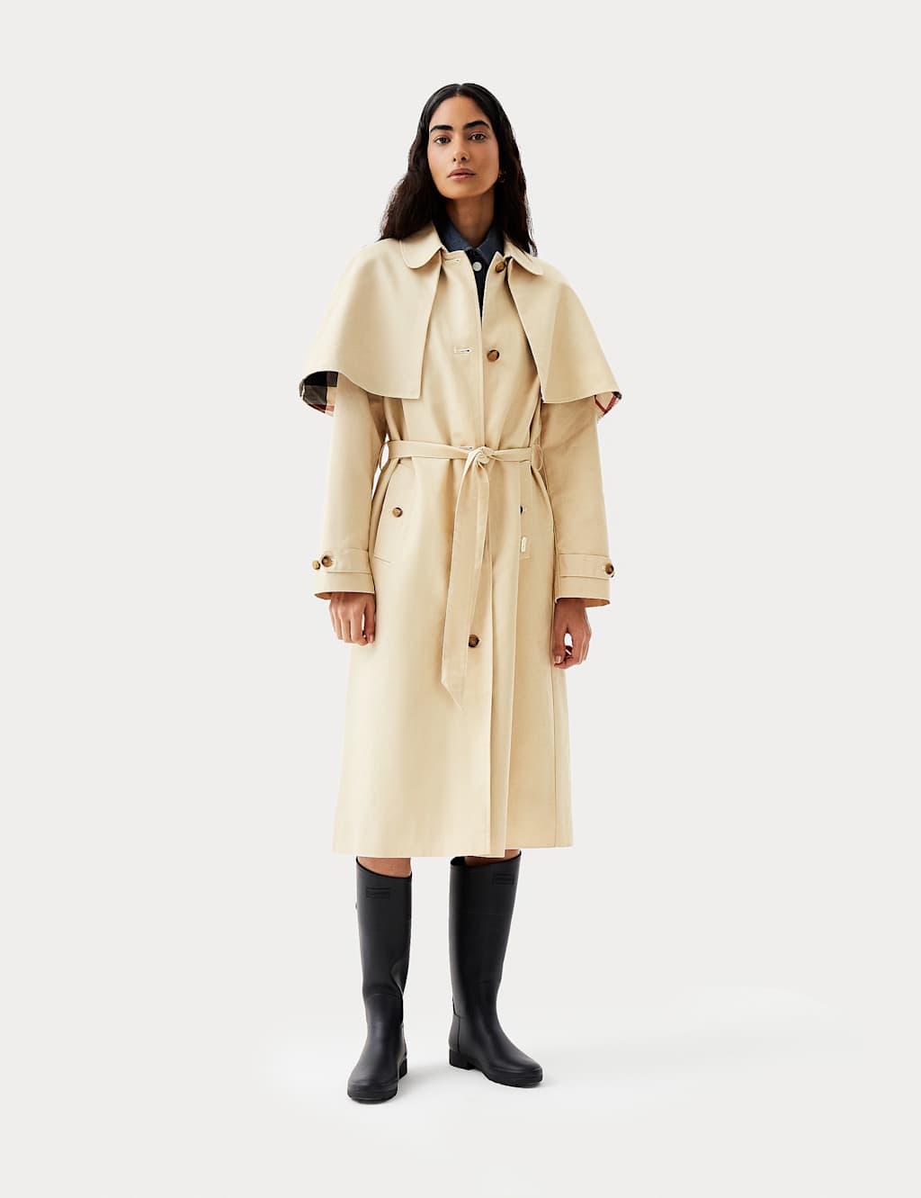 Hunter Keltie Pure Cotton Trench Coat Cream