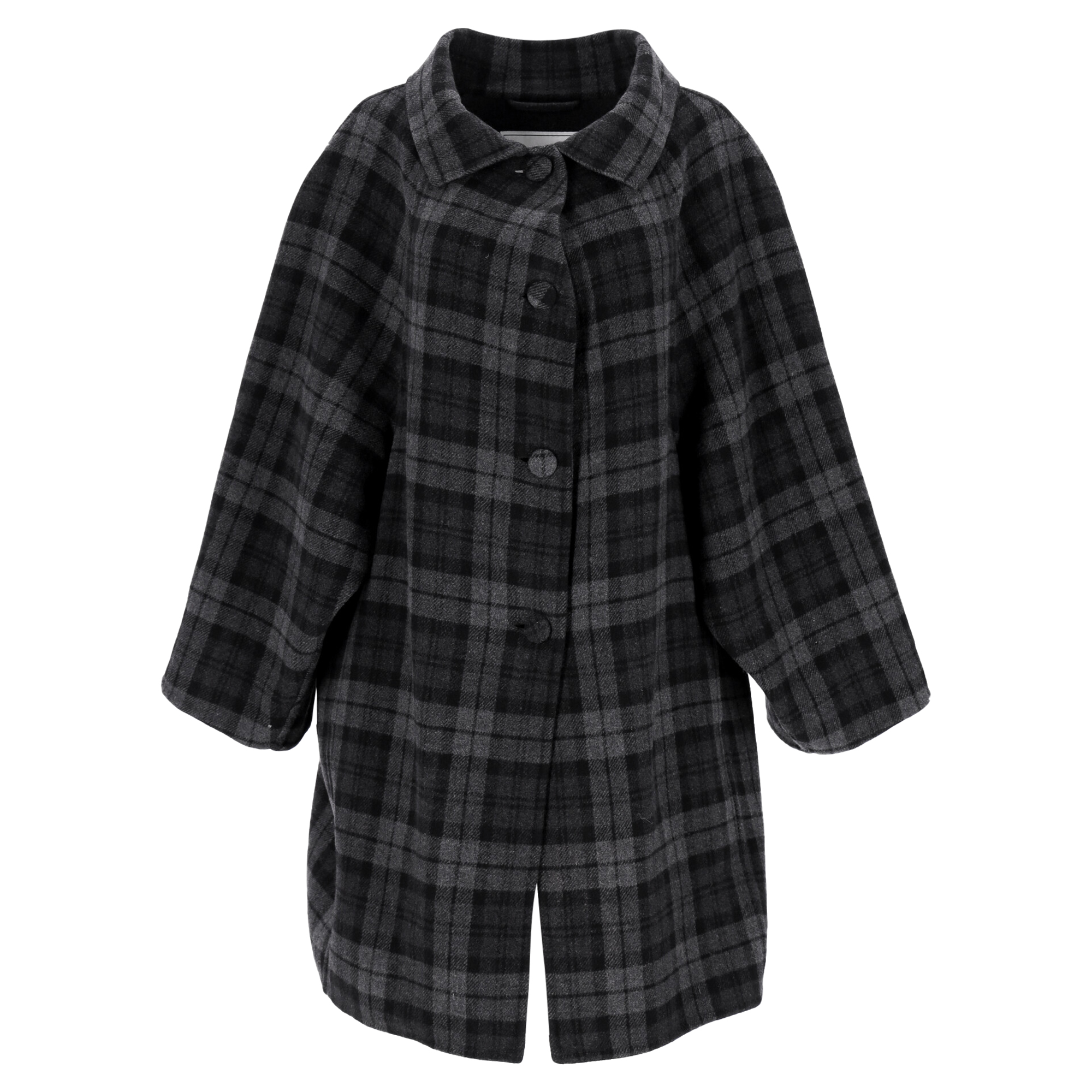 Balenciaga Pre-owned Womens Checked Flannel Coat In Gray Wool - Grey - Size EU 38 (Womens)