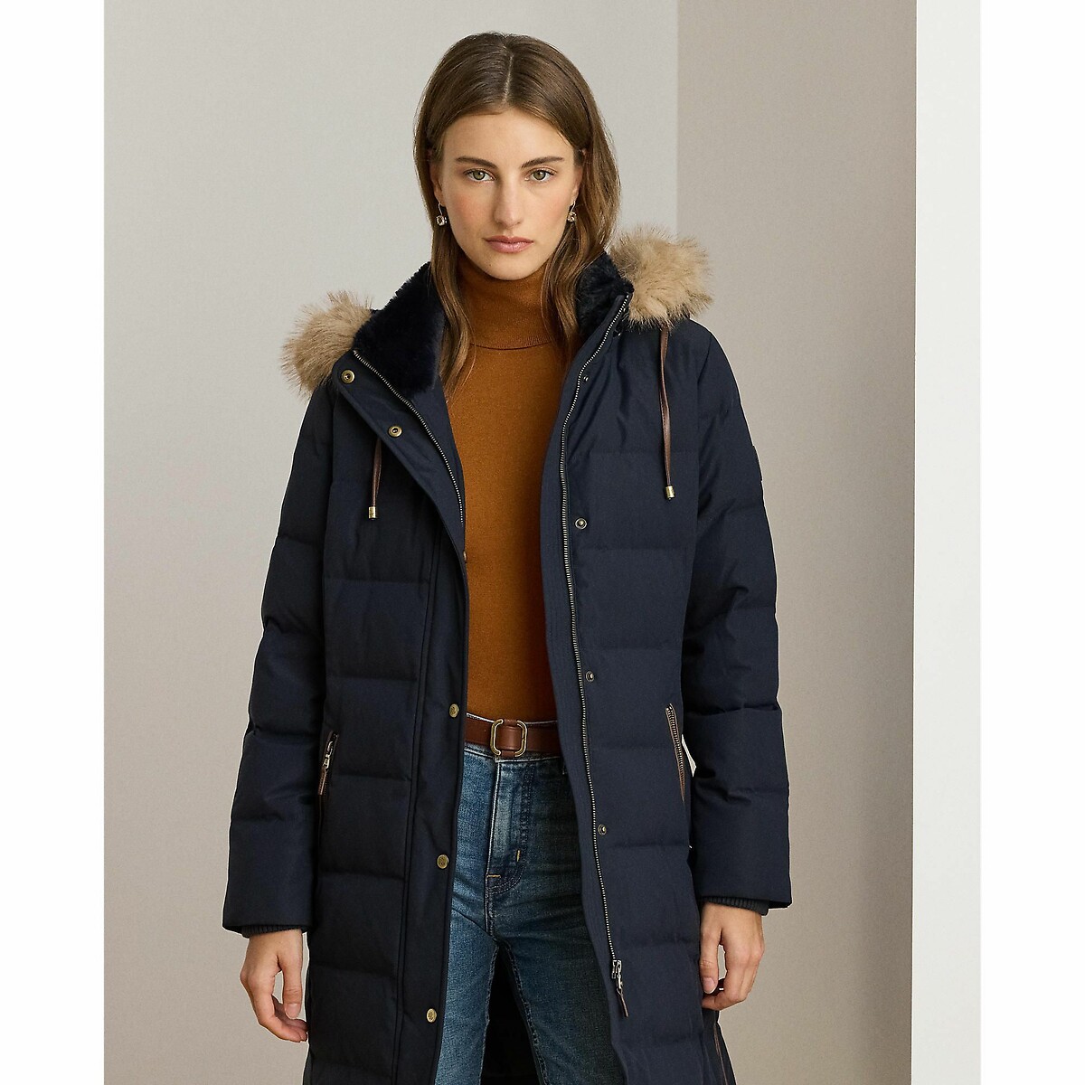 Mid-Length Padded Jacket with Hood